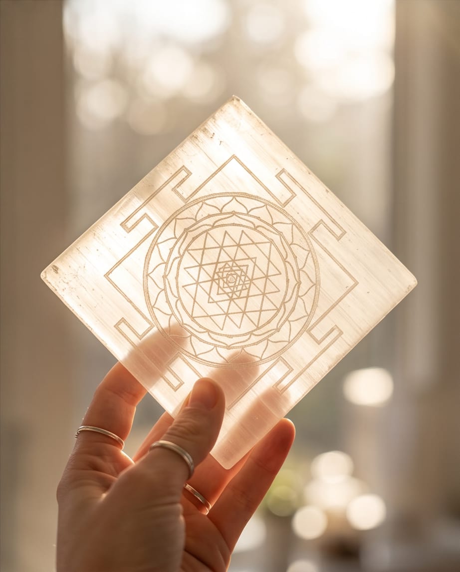 Selenite Shreeyantra plate