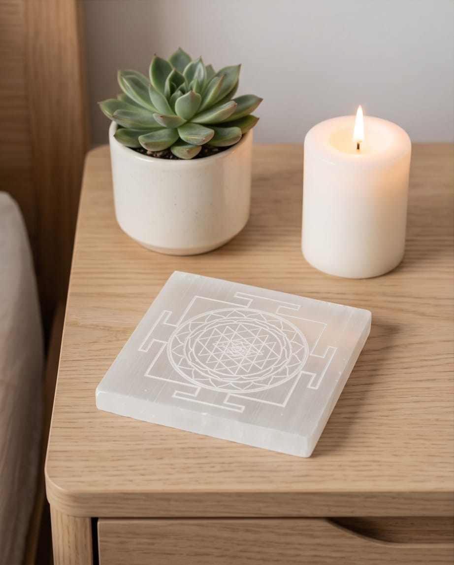 Selenite Shreeyantra plate