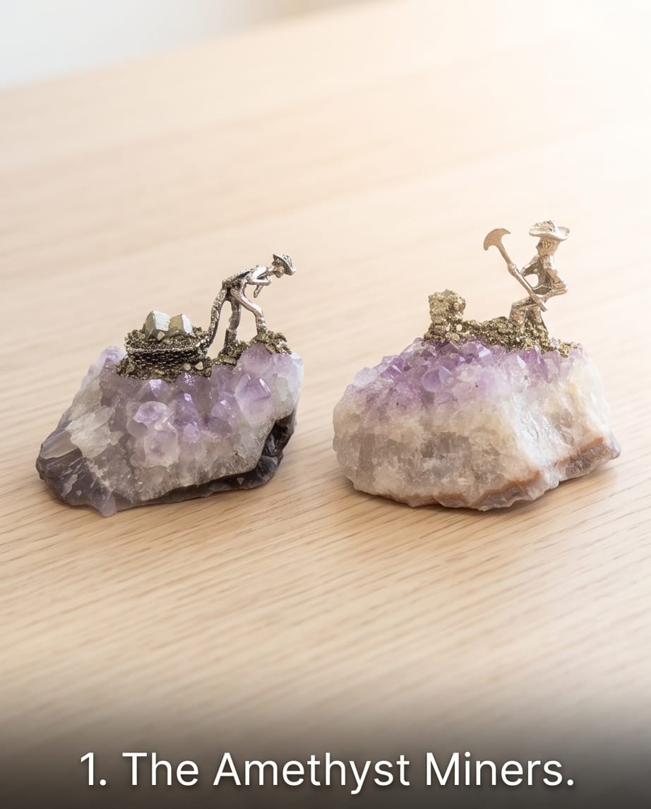 Amethyst miners decor piece