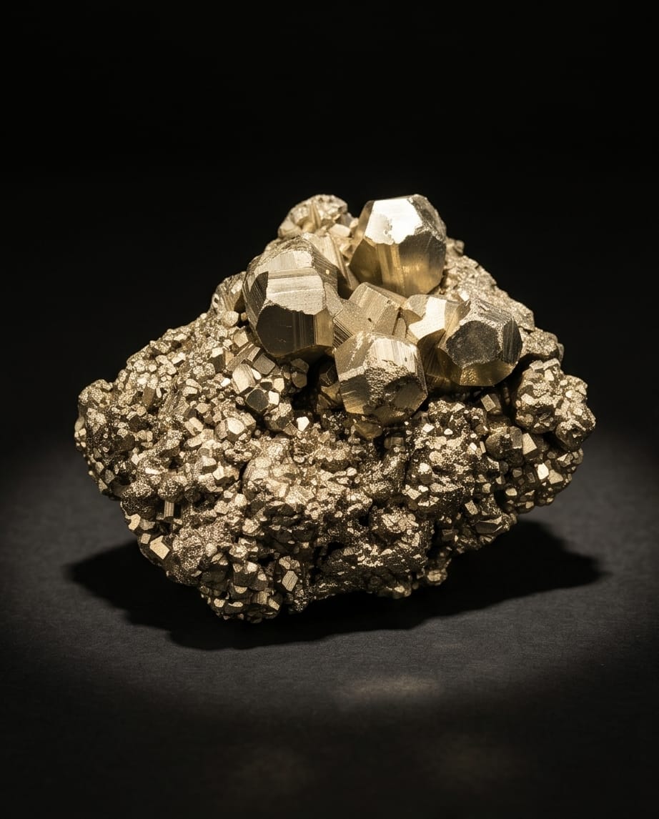 Golden pyrite cluster