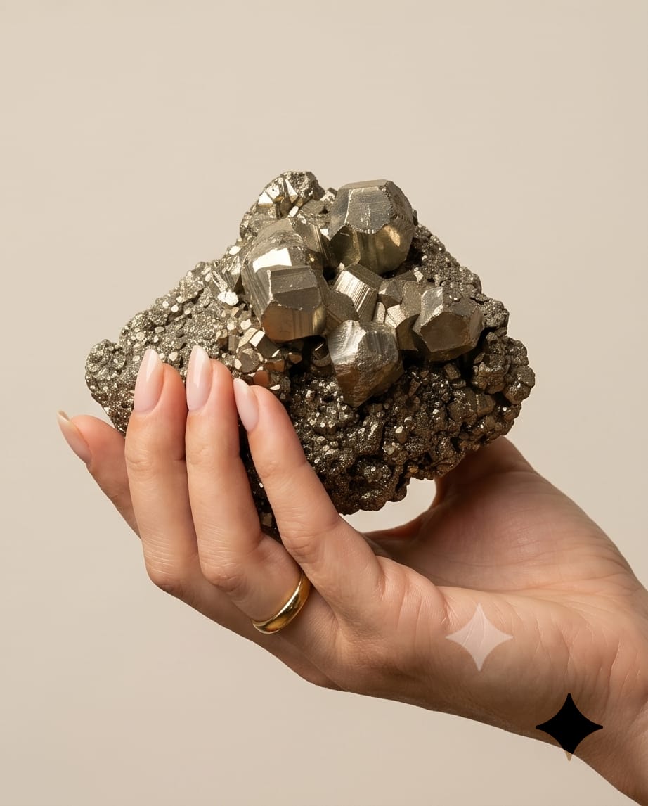 Golden pyrite cluster