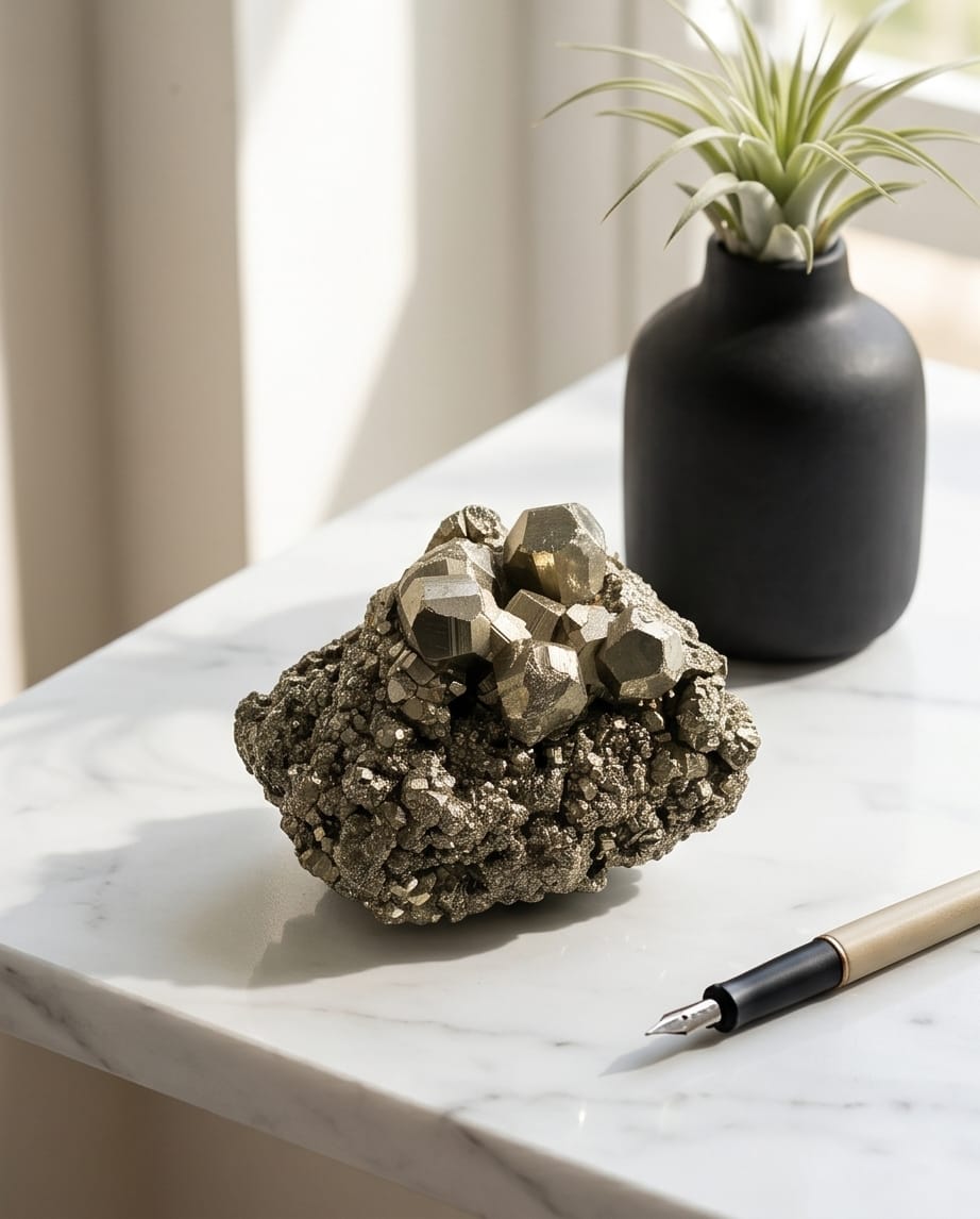 Golden pyrite cluster
