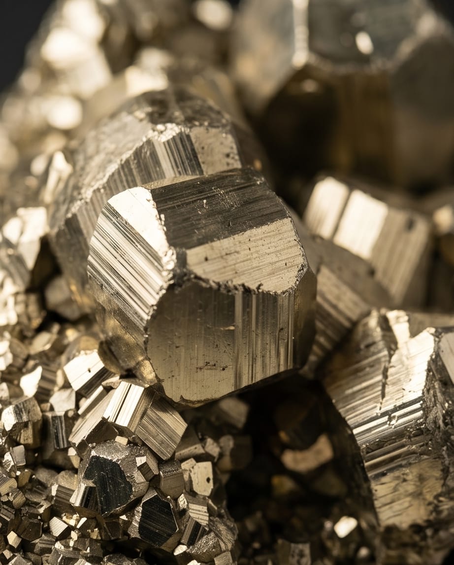 Golden pyrite cluster