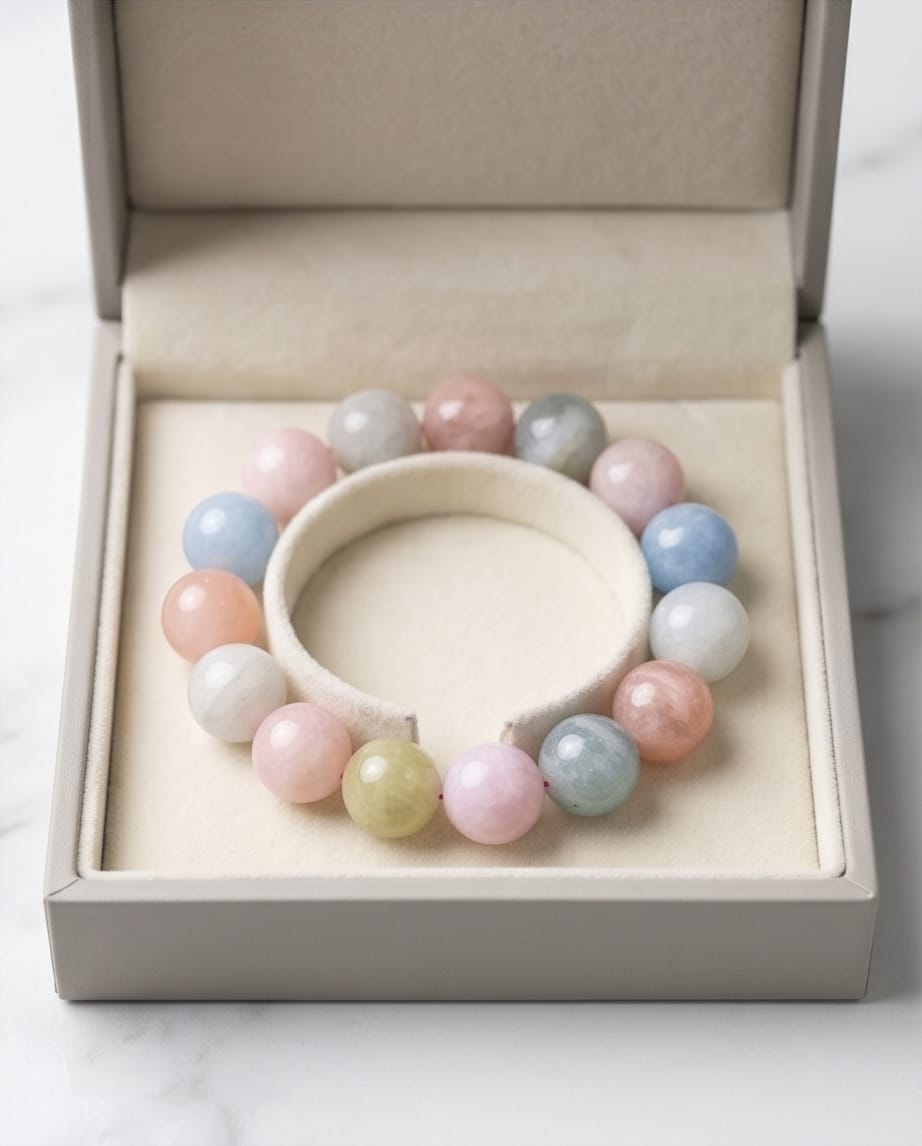 Morganite Bracelet large beads
