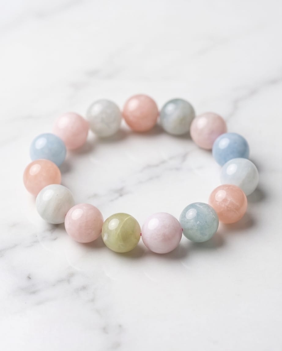 Morganite Bracelet large beads